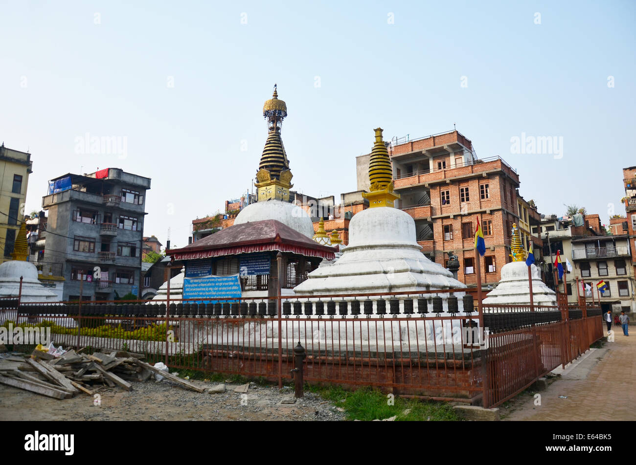 Tempel oder Pagode und Buddha oder Weisheit Augen in Patan Durbar Square Stockfoto