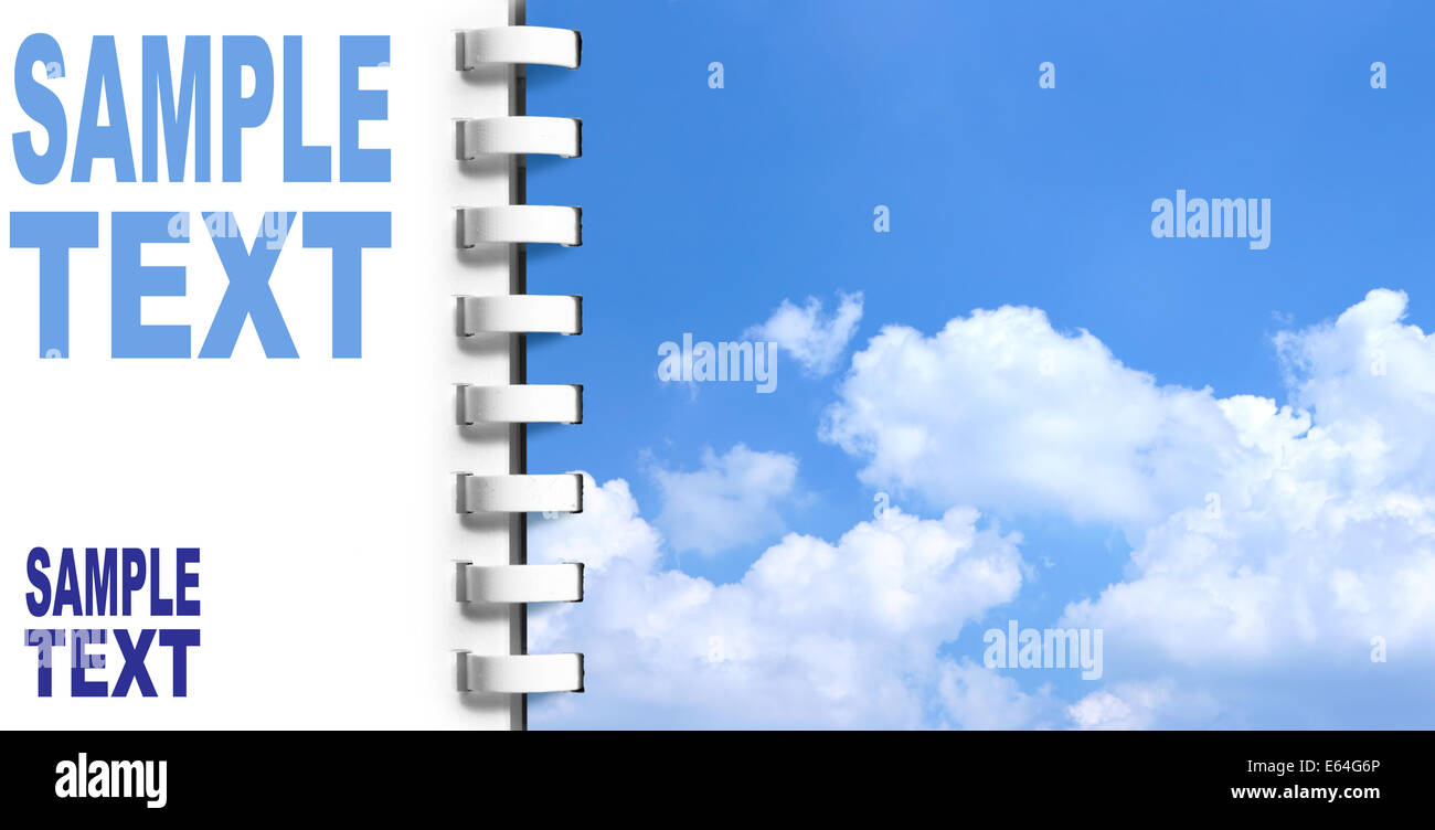 Notebook mit Platz für Text links und Himmel auf der nächsten Seite (gehen morgen verlassen!) Stockfoto