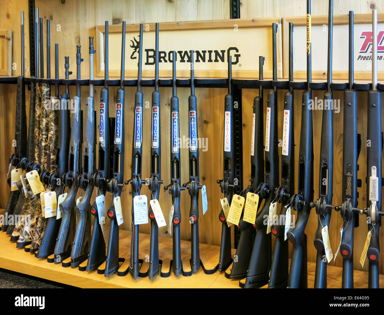 Browning Jagd Gewehre Abschnitt, Gewehr Gang, Scheels Sportgeschäft, Great Falls, Montana, USA Stockfoto