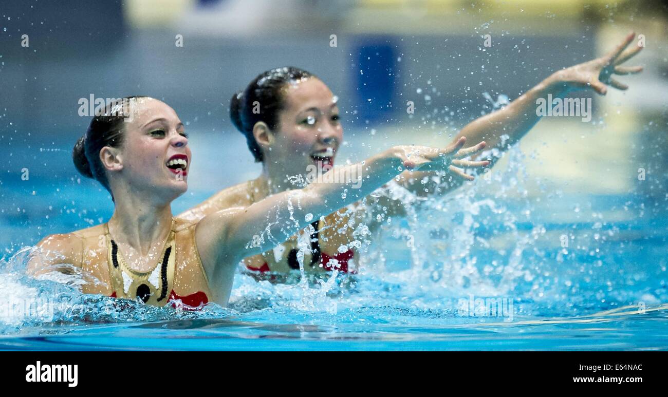 Berlin, Deutschland. 14. August 2014. MAAT - DE GRAAF Margot - Christina NED NETHERLANDS Audiogenerator Duett vorläufige Runde 32. LEN European Championships Berlin, Deutschland Gratisguthaben: Action Plus Sport/Alamy Live News Stockfoto