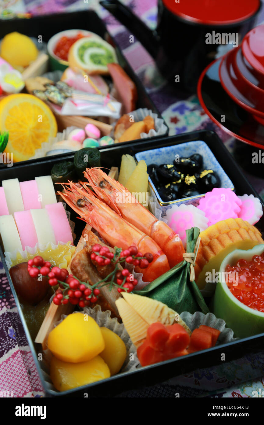 Osechi (traditionelle japanische Neujahr Lebensmittel) Stockfoto
