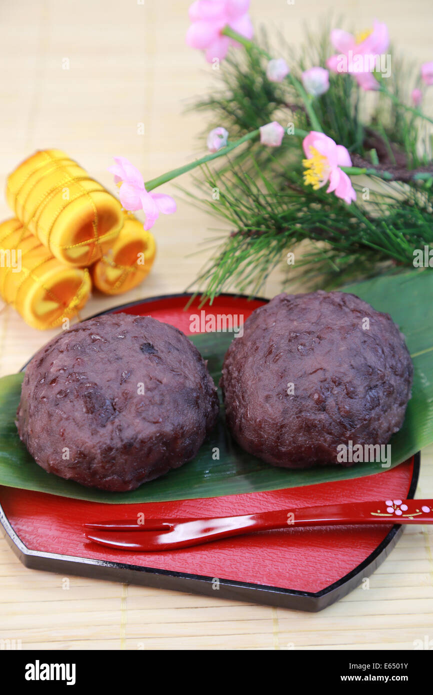 Botamochi (japanische süße Reisbällchen) Stockfoto