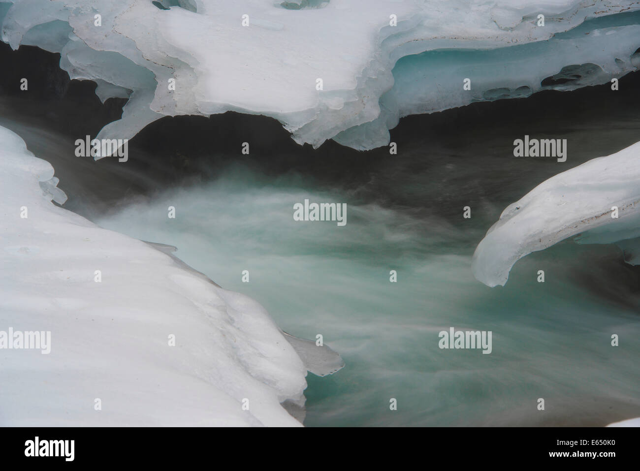 Eisskulpturen, Krimmler Wasserfälle, Krimml, Zell am See Bezirk, Nationalpark Hohe Tauern, Salzburg, Österreich Stockfoto