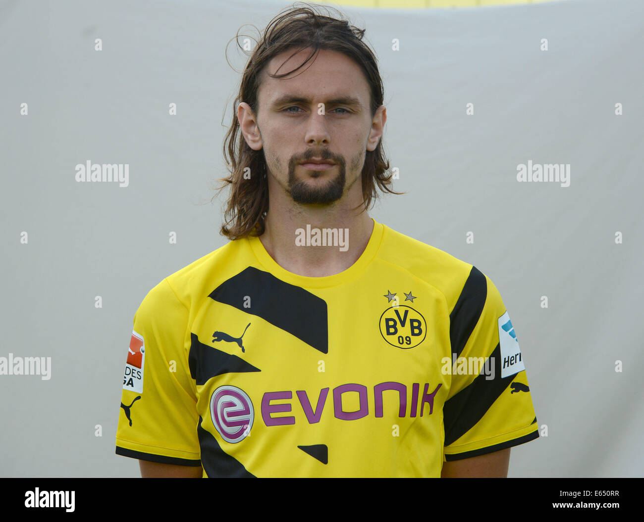 Deutsche Fußball Bundesliga - Photocall Dortmund am 11. August 2014: Neven Subotic. Stockfoto