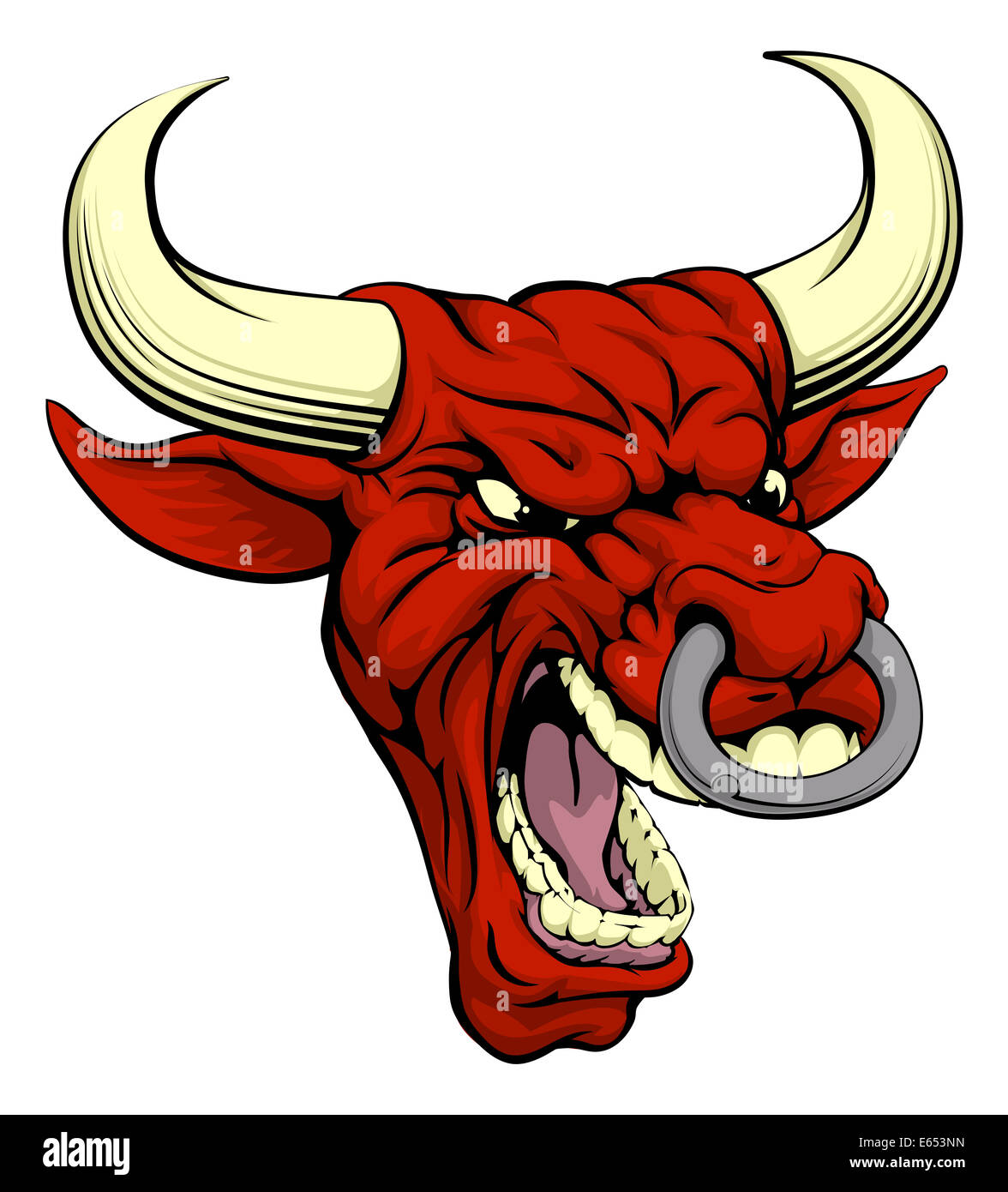 Eine aggressive hart mittlere rote Bull Sport-Maskottchen Stockfoto