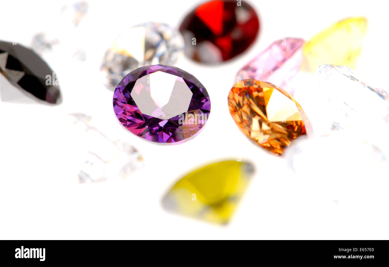 Juwelen, verschiedene Farben, Runde-Schnitt Stockfoto