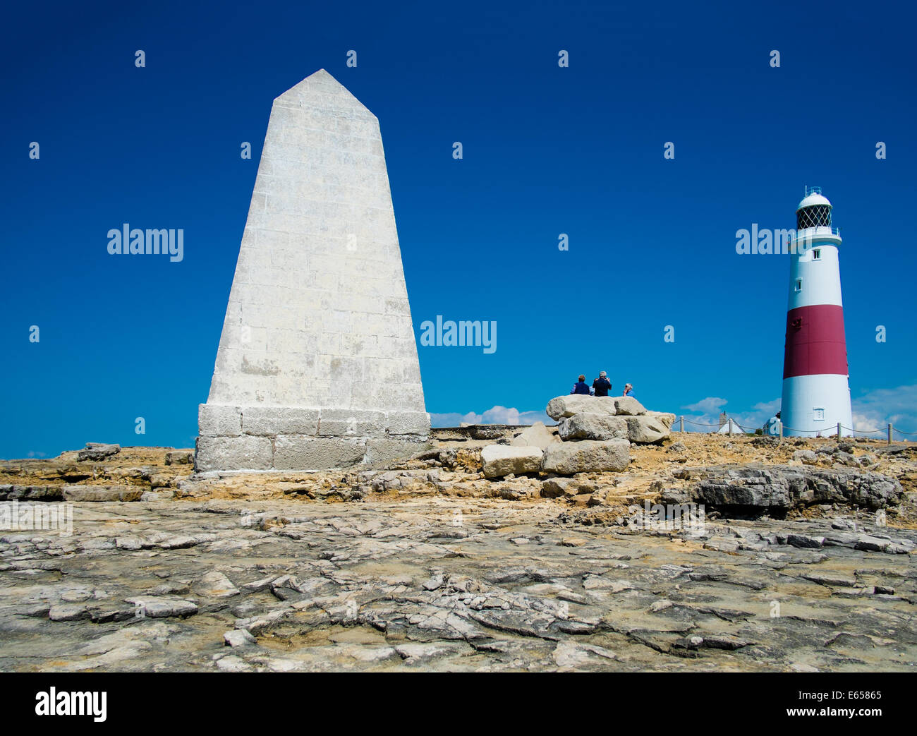 Trinity House Obelisk, Portland Bill Stockfoto