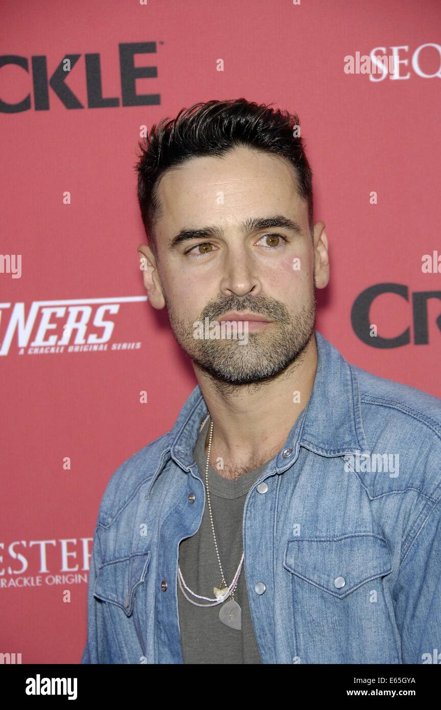 Los Angeles, CA, USA. 14. August 2014. Jesse Bradford im Ankunftsbereich für Knistern präsentiert: Sommer Premieren für SEQUESTERED und Reiniger, 1OAK LA, Los Angeles, CA 14. August 2014. Bildnachweis: Michael Germana/Everett Collection/Alamy Live-Nachrichten Stockfoto