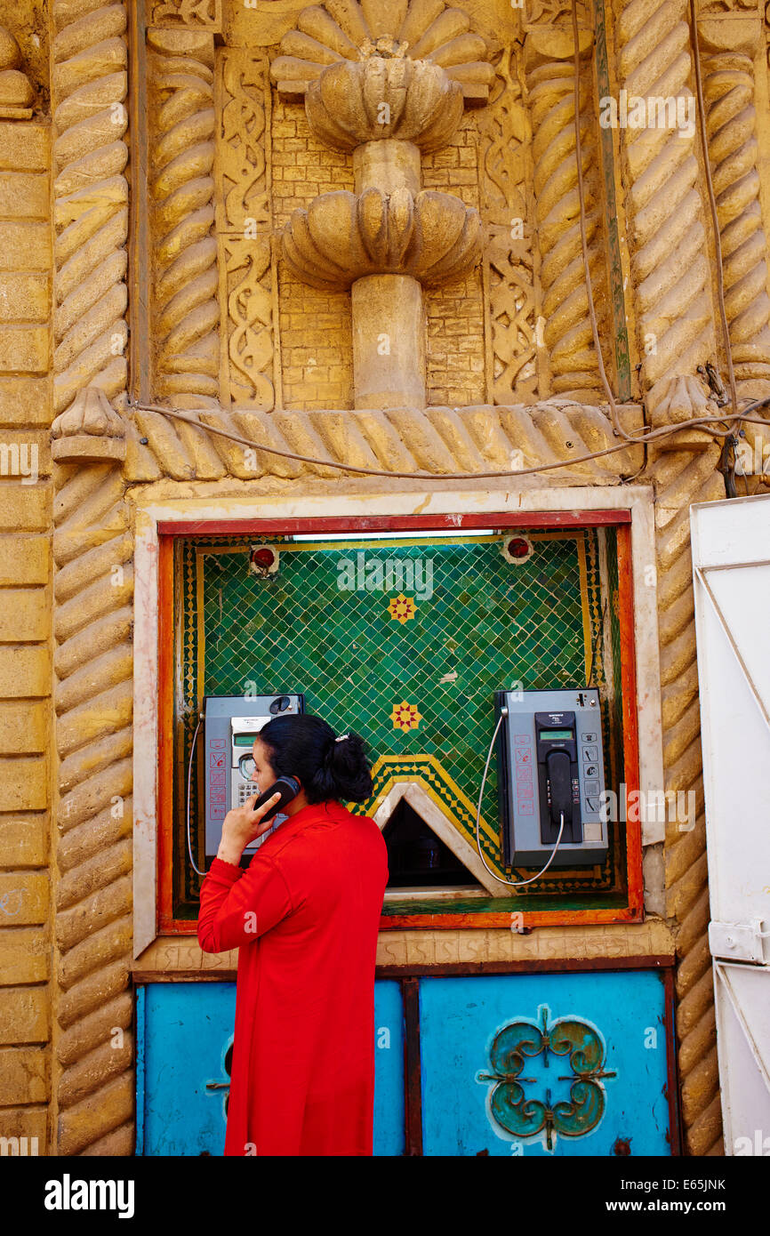 Marokko, Casablanca, alte Medina, öffentliches Telefon Stockfoto