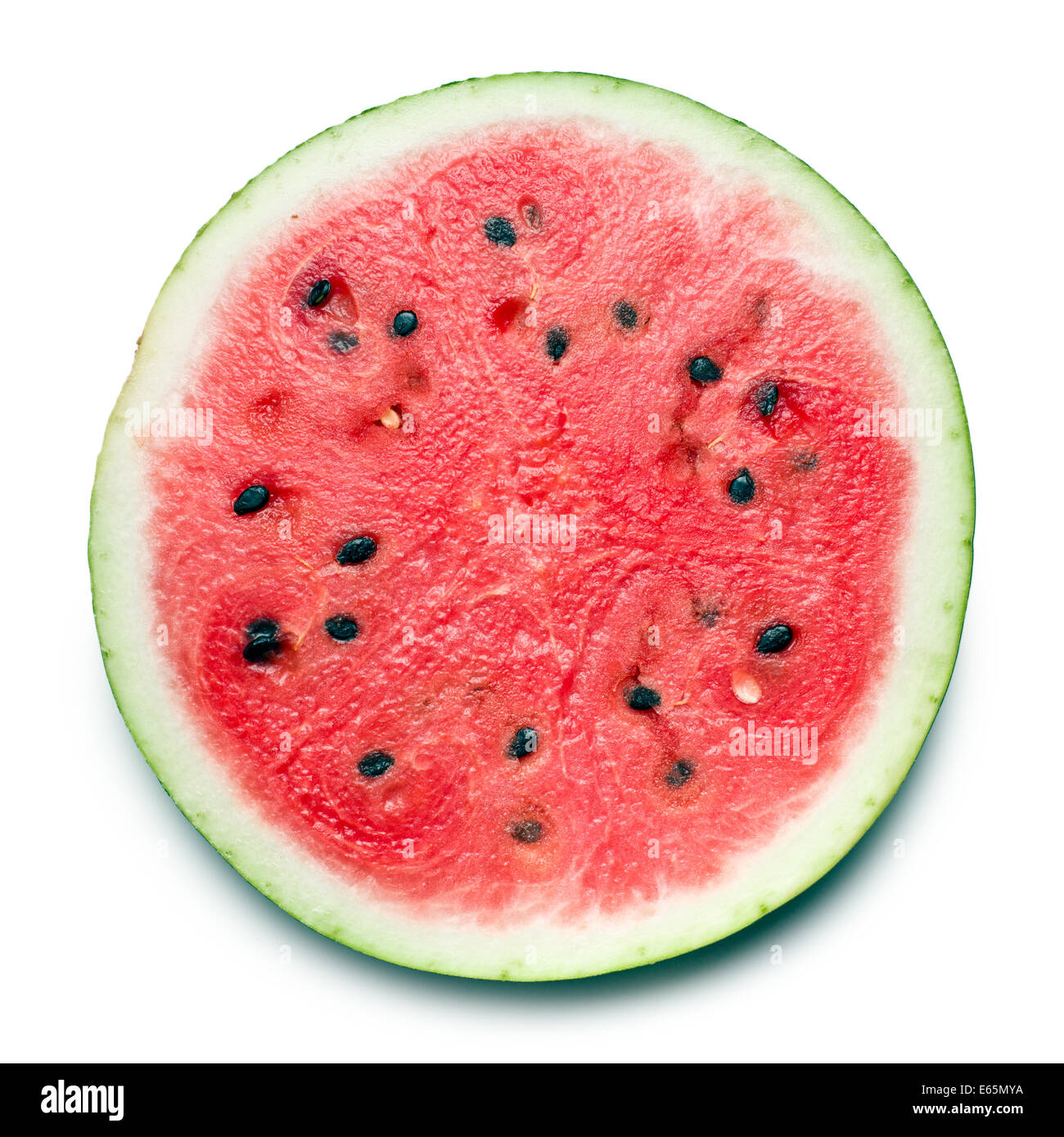 in Scheiben Wassermelone auf weißem Hintergrund Stockfoto