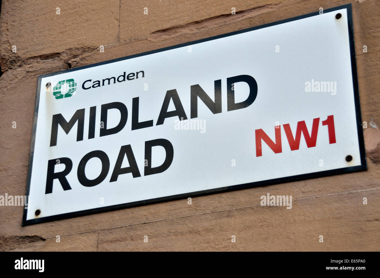 Midland Road NW1 Straßenschild, London, UK. Stockfoto