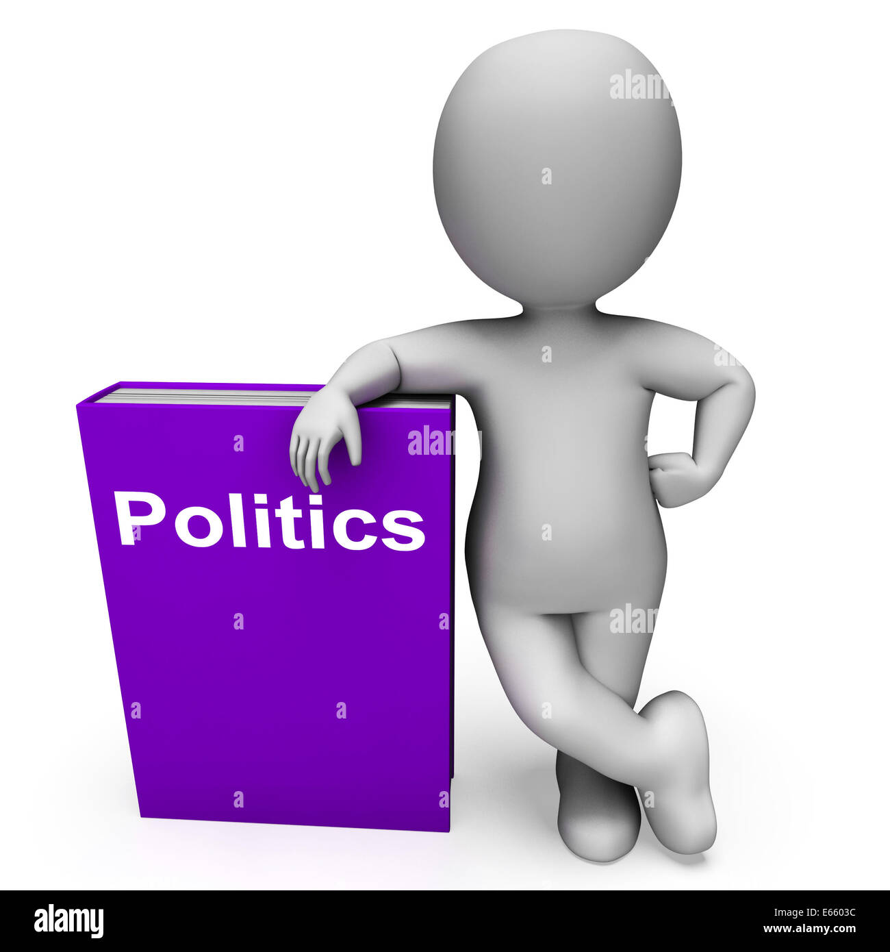 Politik-Buch und Charakter zeigen Bücher über Regierungsform Demokratie Stockfoto