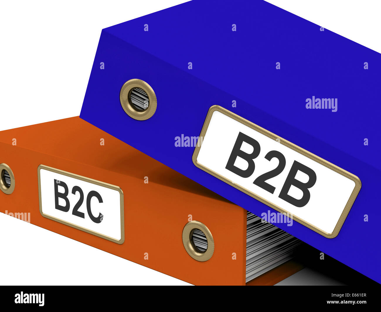 B2B und B2C Ordner Bedeutung Unternehmen Partnerschaften und Kundenbeziehungen Stockfoto
