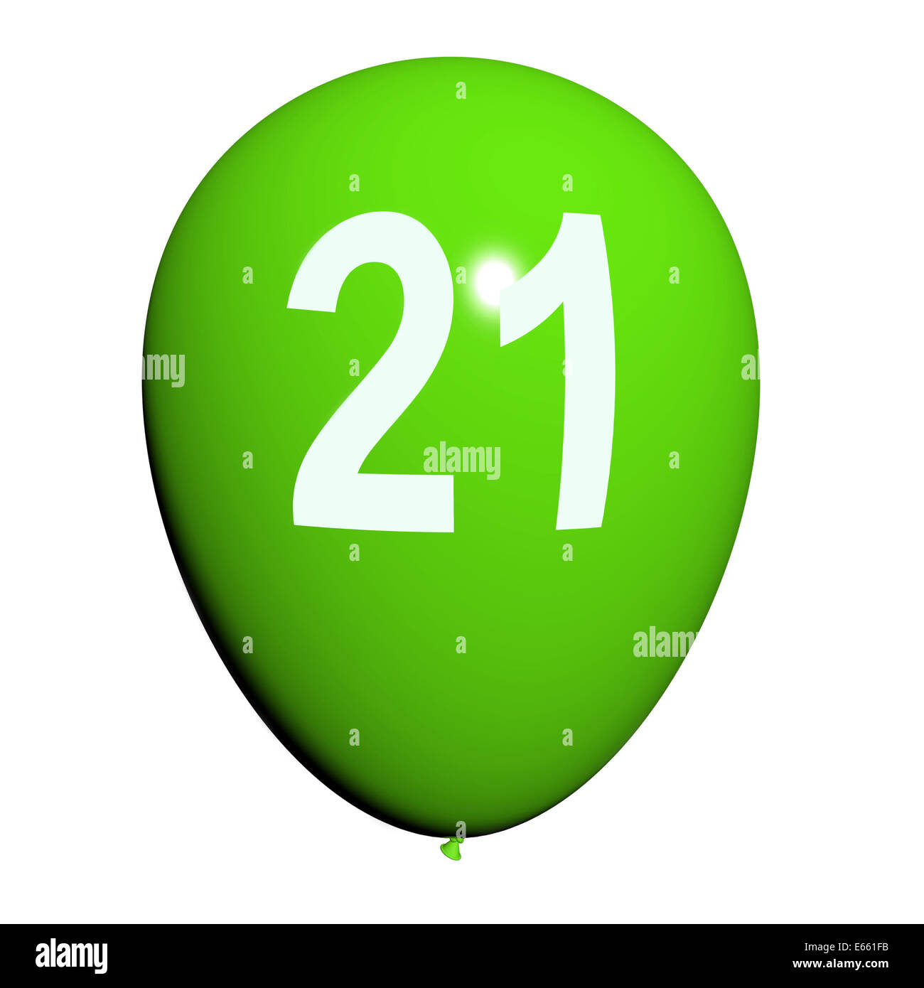 21 Ballon zeigt einundzwanzigsten Geburtstagsfeier Stockfoto