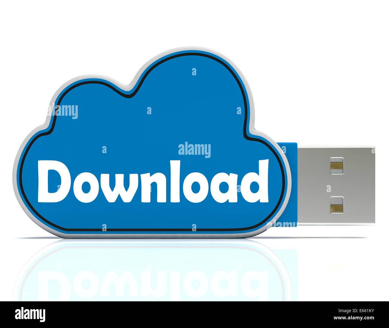 Download USB-Stick zeigt Online-Cloud-Speicher freigeben Stockfoto