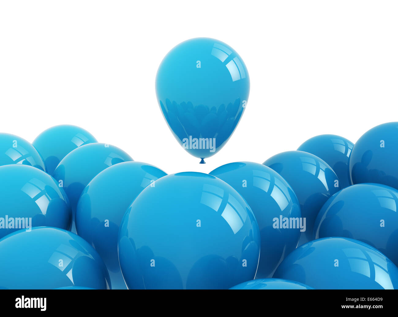 Feier Hintergrund blaue Ballons auf weiß Stockfoto