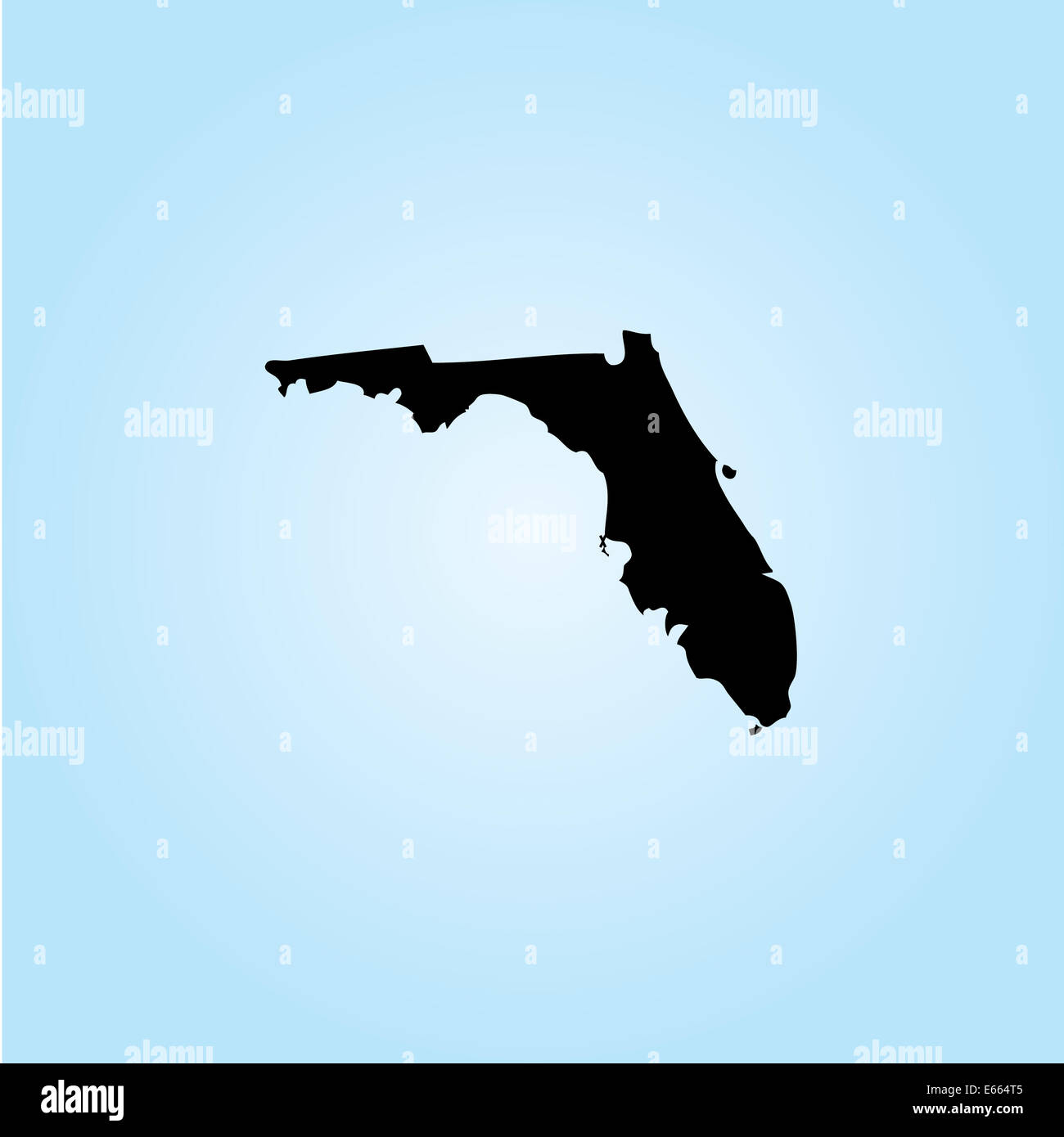Gliederung der US-Bundesstaat Florida der Vereinigten Staaten mit Wasser Hintergrund Stockfoto