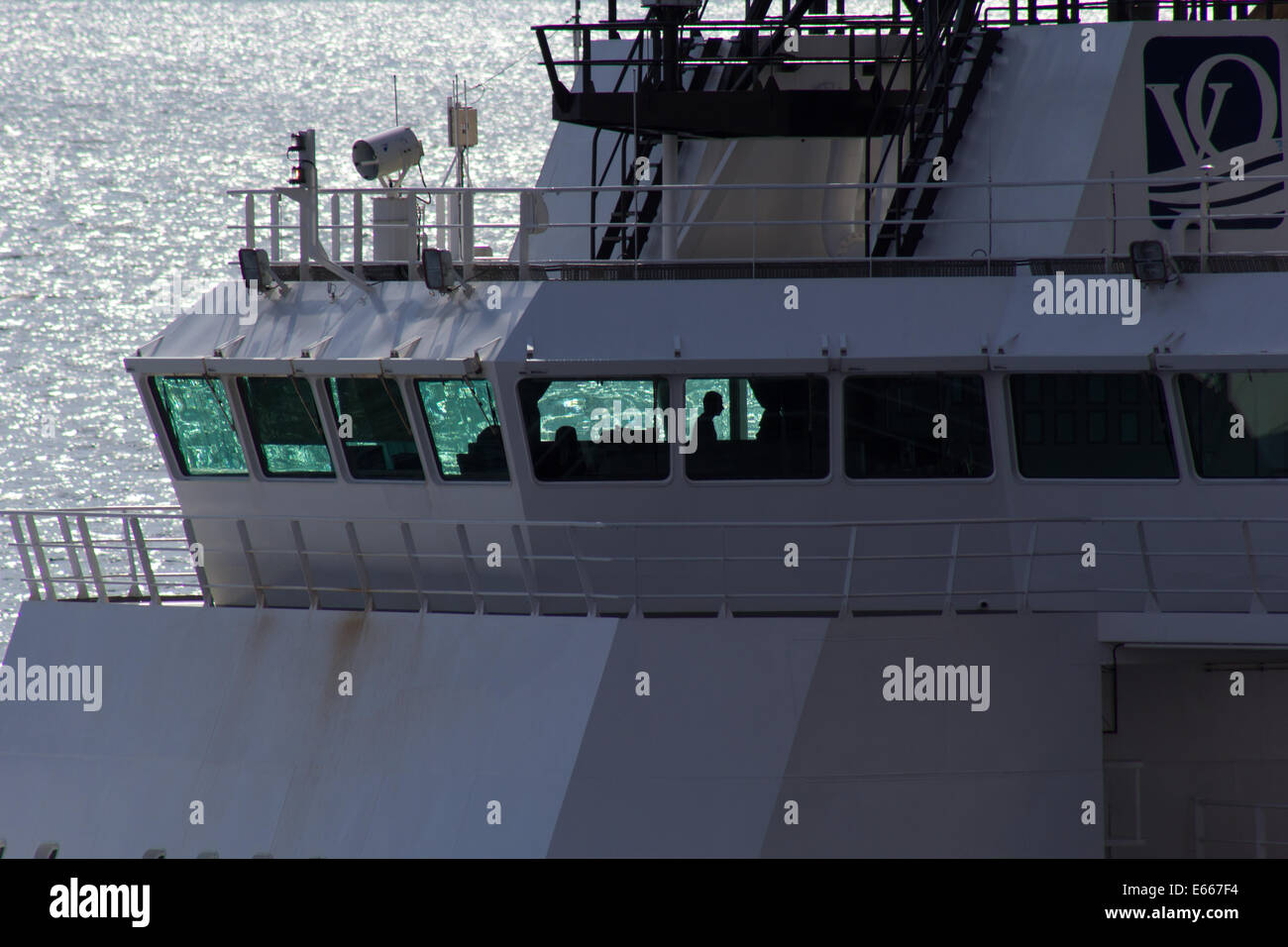 Eine Nahaufnahme von der Brücke auf dem Offshore-Unterstützung Schiff Vestland Mistral Stockfoto