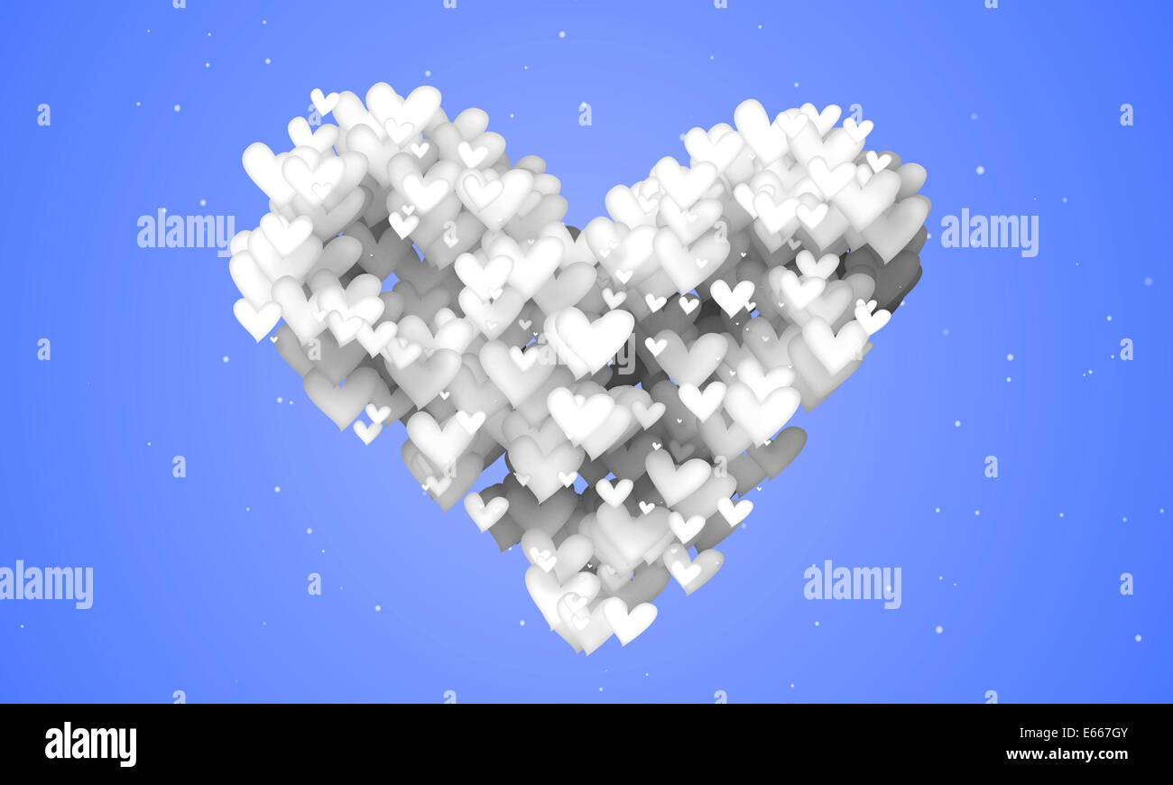 Liebe Form Partikel blauen Hintergrund 3D Papier Stockfoto