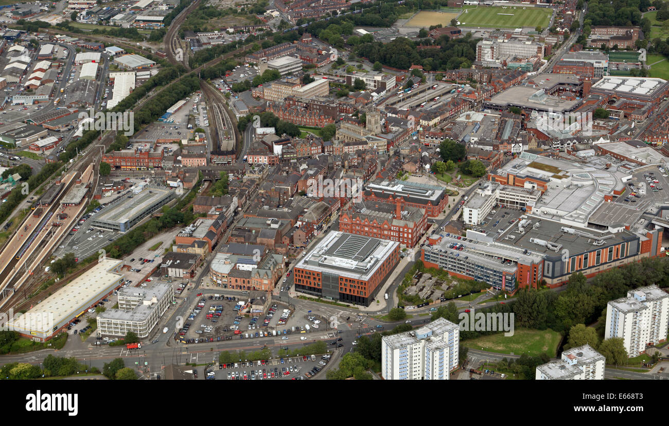 Luftaufnahme von Wigan in Lancashire, UK Stockfoto