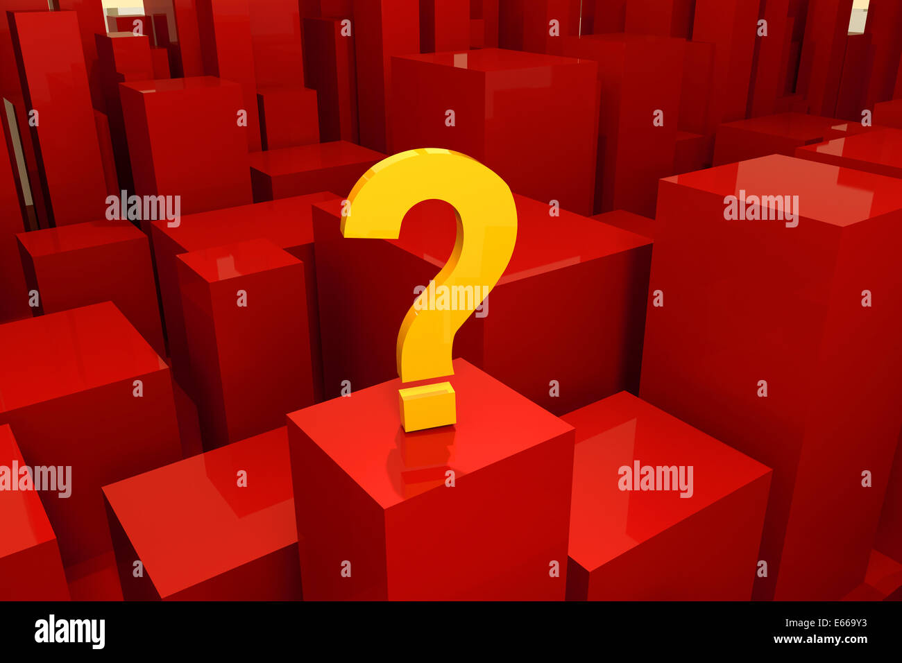 Fragezeichen auf Cube 3D Bild Stockfoto