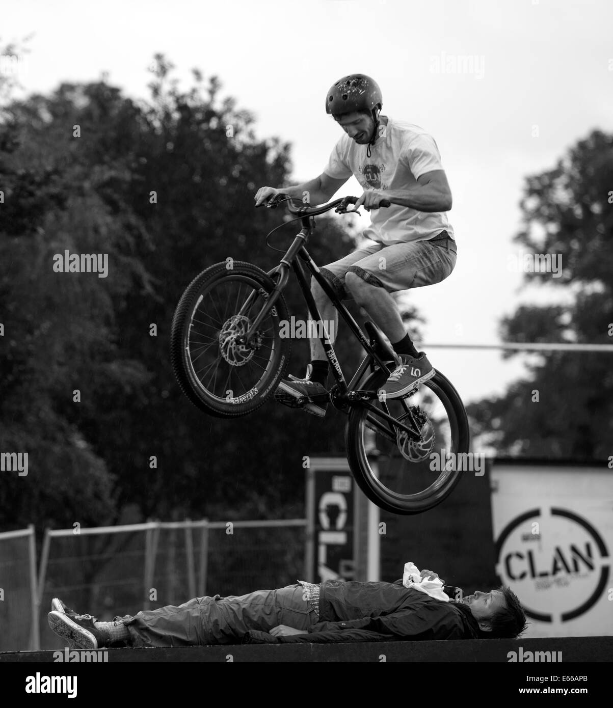 BMX Stunt Bike Performance bei Perth Show 2014. Perthshire, Schottland Stockfoto