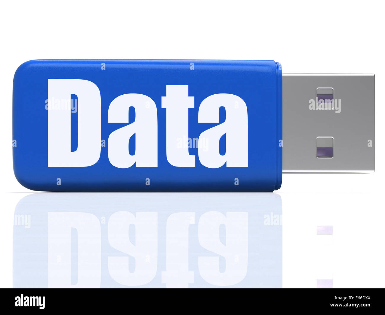 Daten-USB-Stick zeigt digitale Informationen Dateien Lagerung und Datenfluss Stockfoto