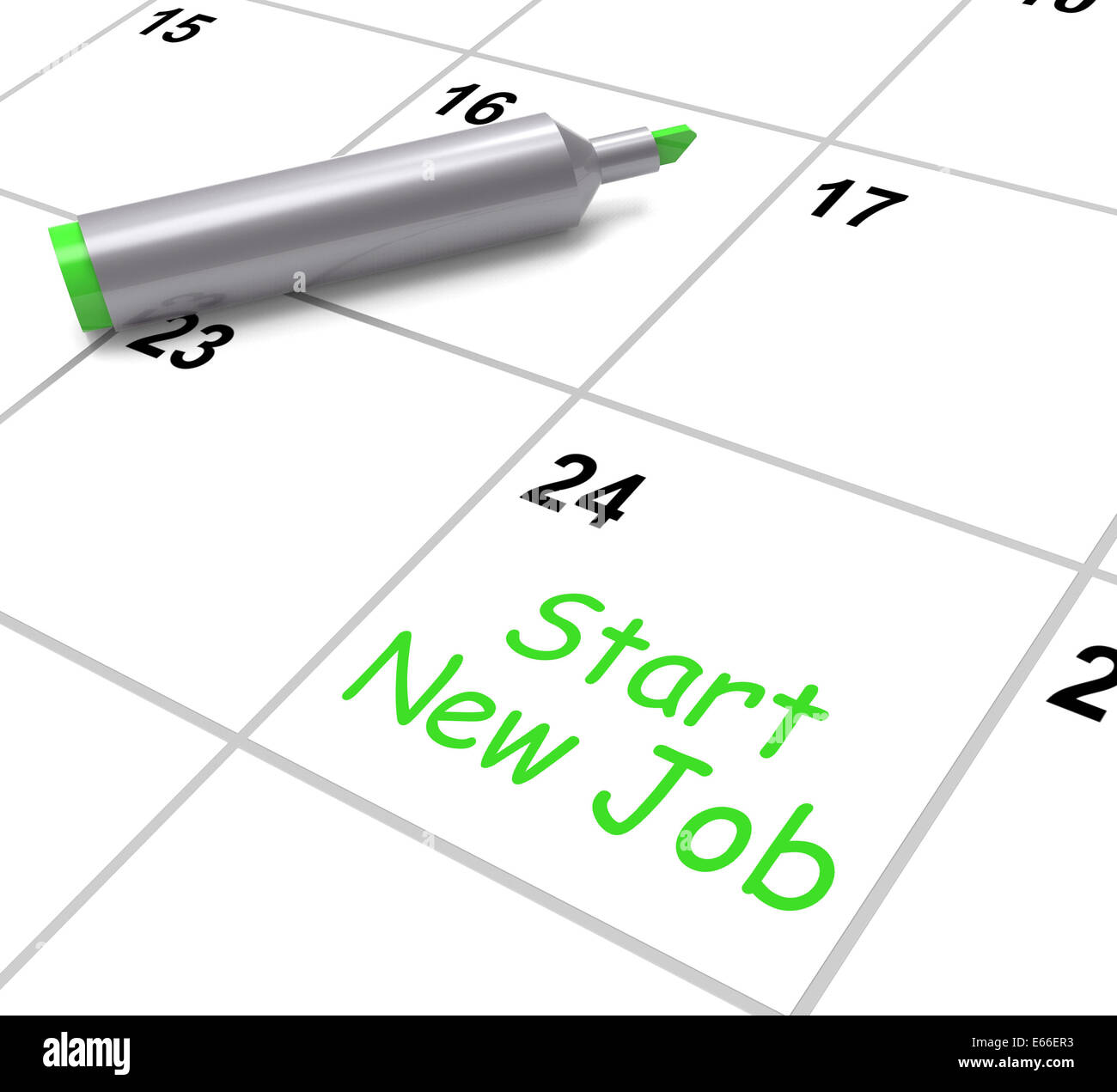 Starten Sie neue Job Kalender Bedeutung Tag In Position Stockfoto