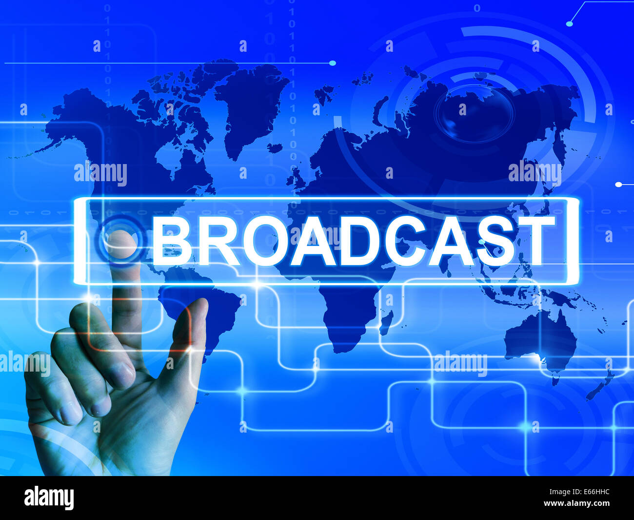Übertragen Sie Karte anzeigen internationale Ausstrahlung und Übertragung von Nachrichten Stockfoto