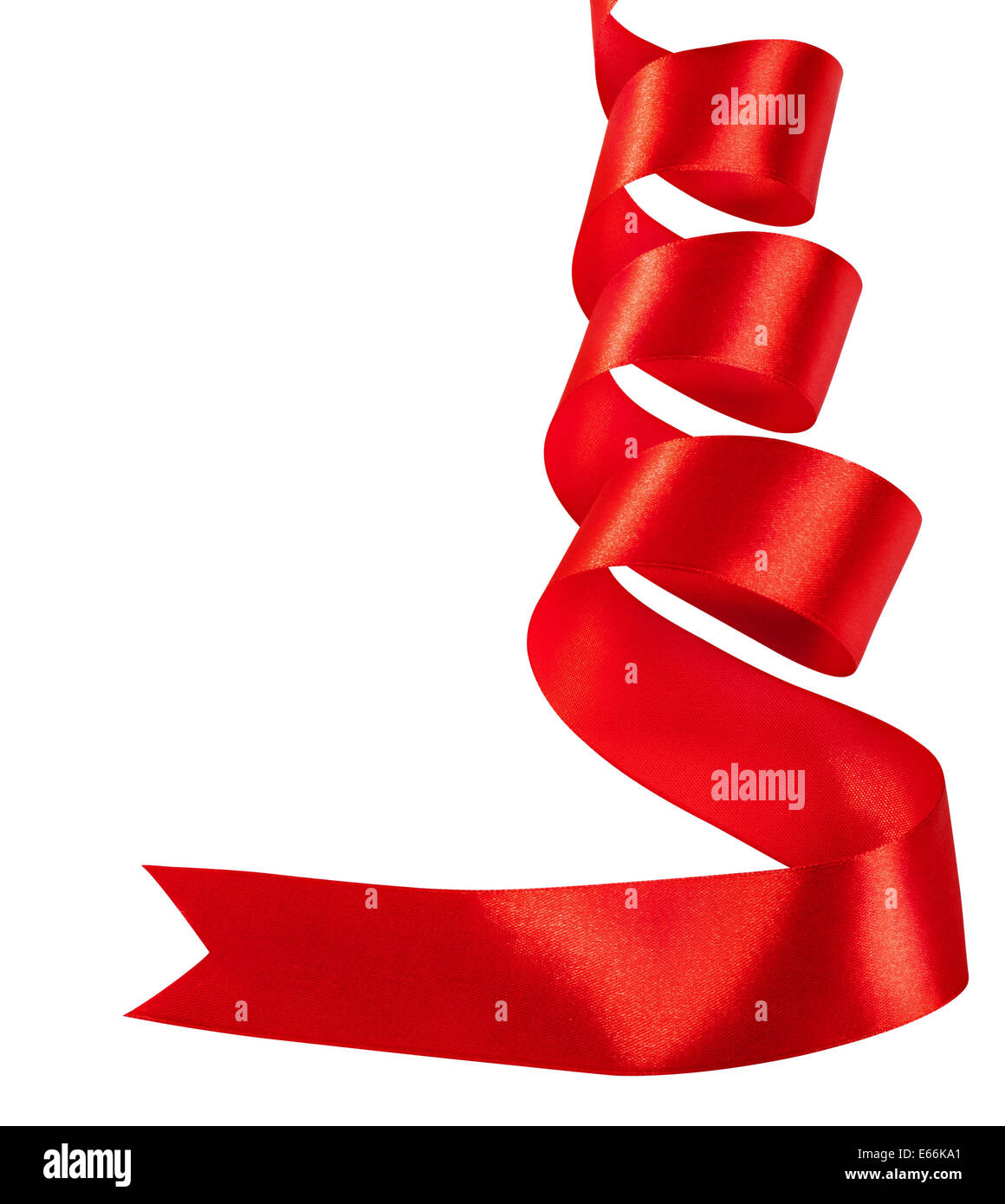 Red Ribbon auf weißem Hintergrund. Clipping-Pfad Stockfoto