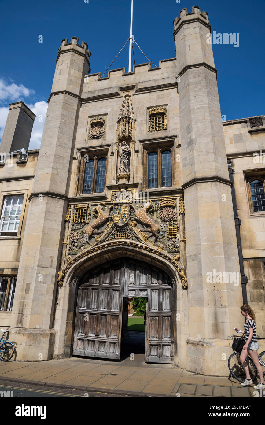 Christi College, das große Tor, Cambridge, England, Vereinigtes Königreich Stockfoto