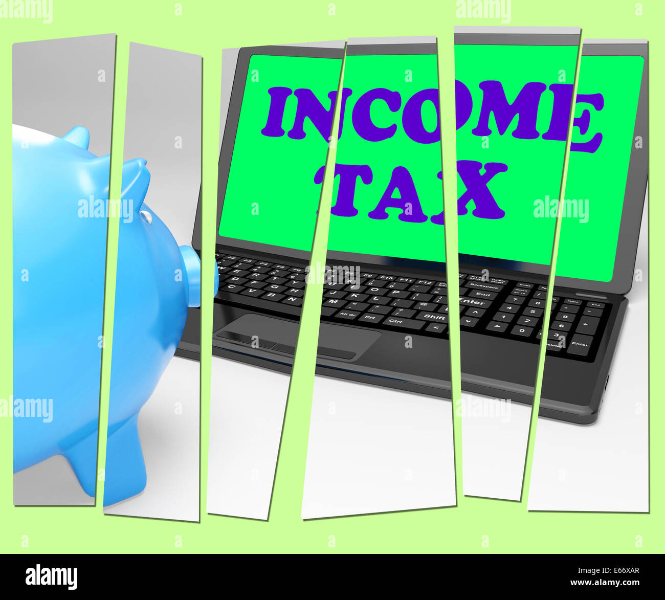 Einkommensteuer-Sparschwein Sinne Steuern auf das Ergebnis Stockfoto