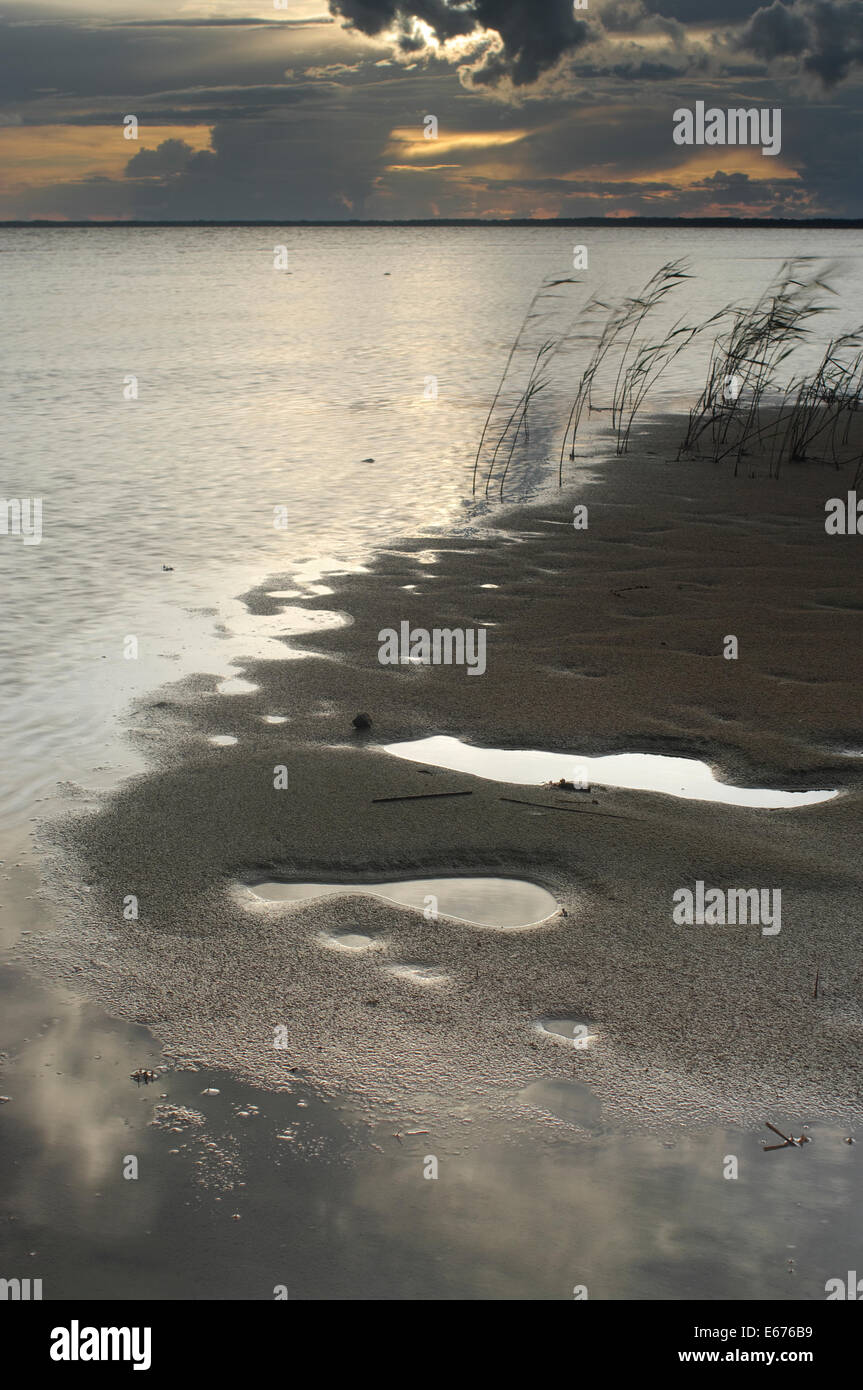 Stürmische Landschaft, See Võrtsjärv, Estland Stockfoto