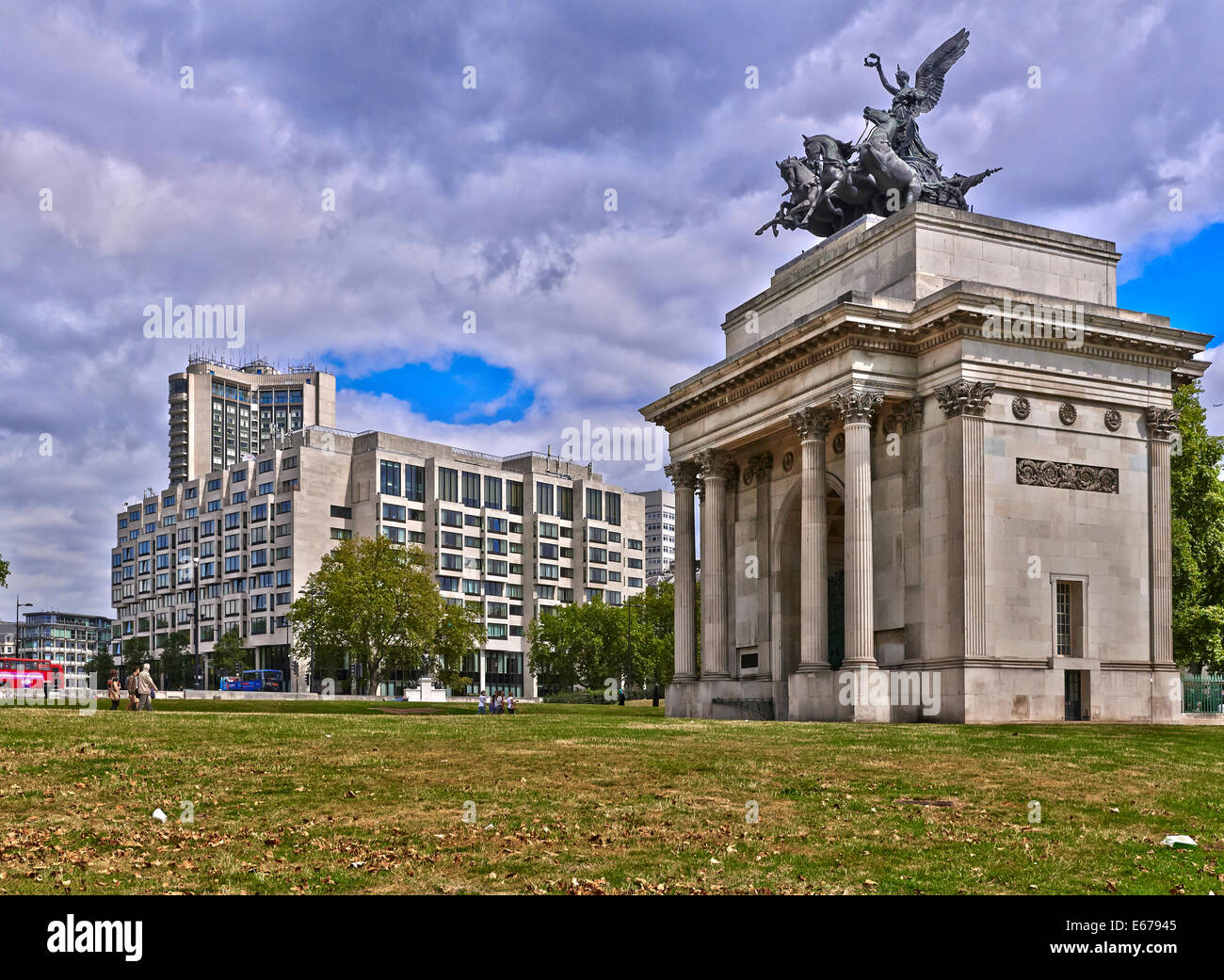 Wellington Arch, auch bekannt als Verfassung Arch Hyde Park im Zentrum von London Stockfoto