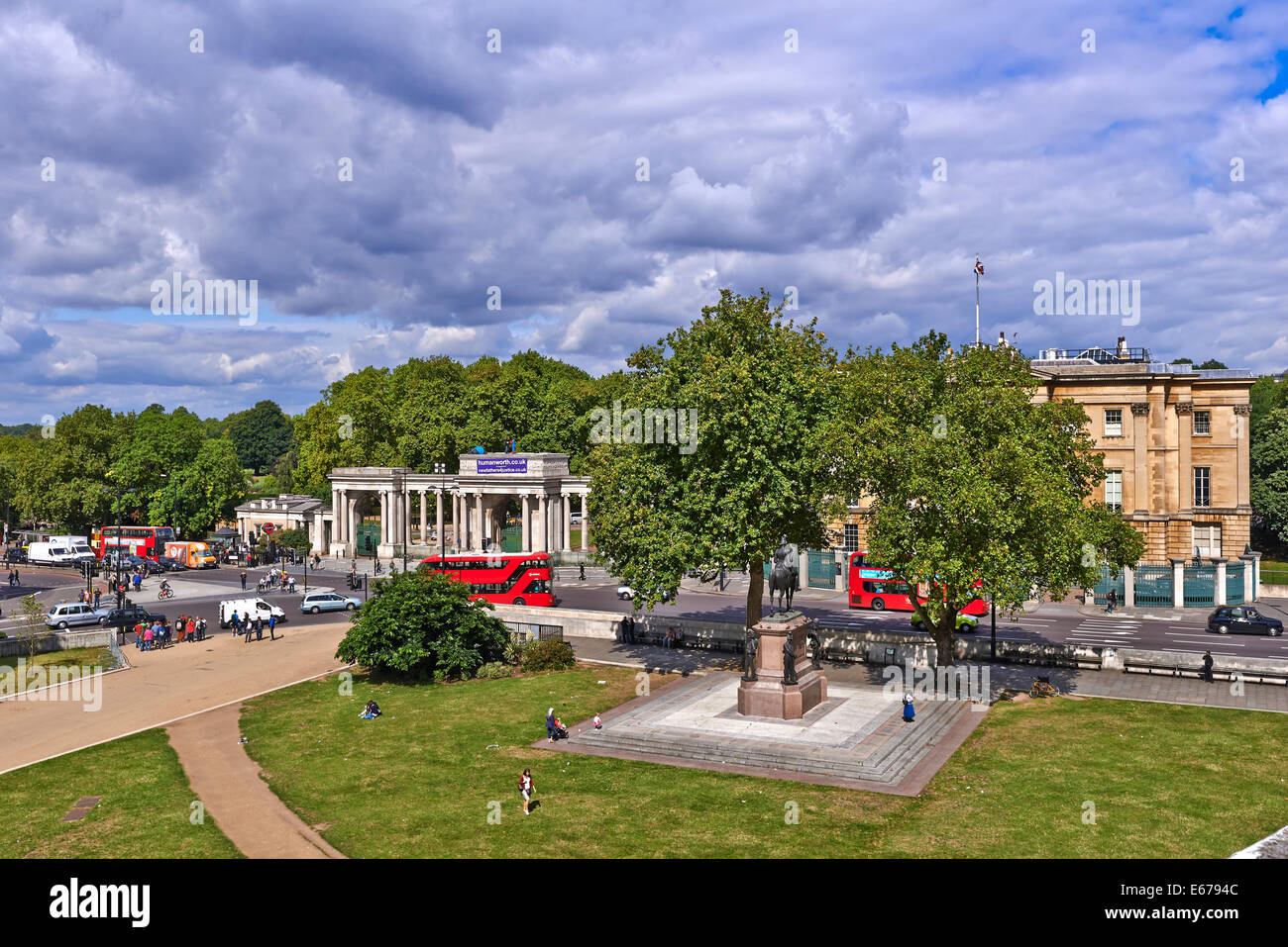 Wellington Arch, auch bekannt als Verfassung Arch Hyde Park im Zentrum von London Stockfoto