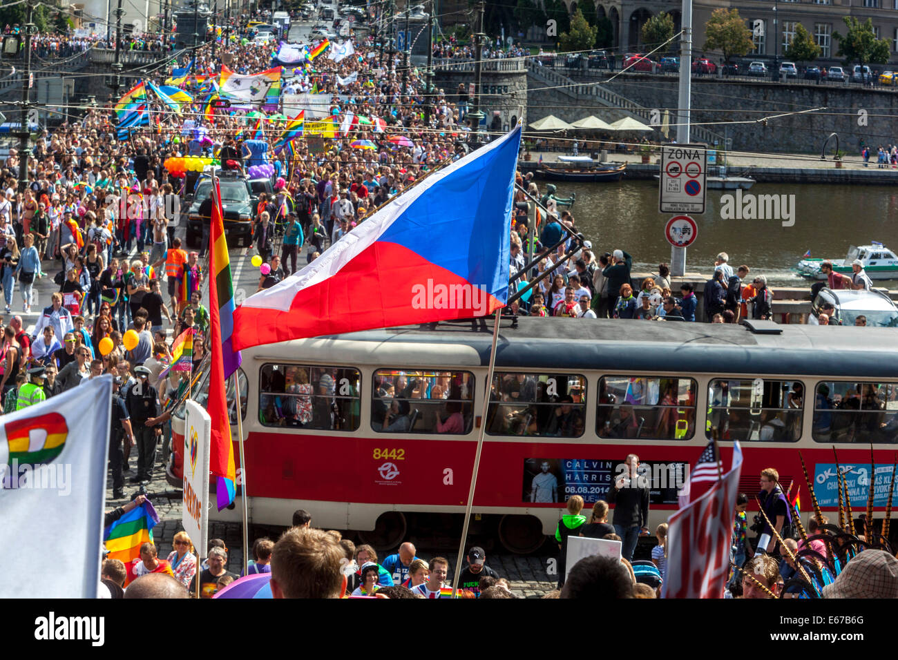 LGBT-Prag stolz. Festival LGBT Flagge Prag, Tschechische Republik Stockfoto