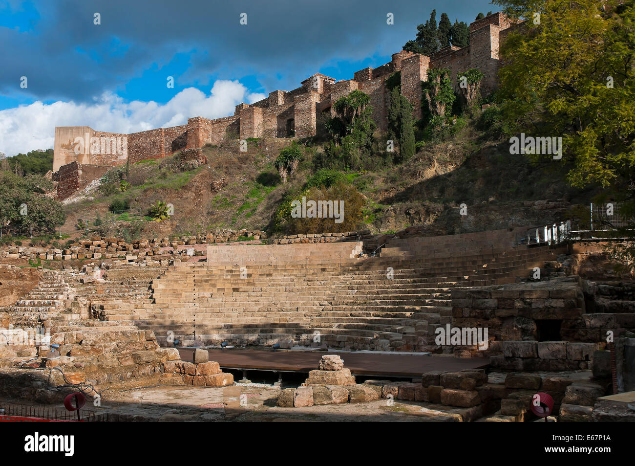 Römisches Theater und arabische Alcazaba, Malaga, Region von Andalusien, Spanien, Europa Stockfoto