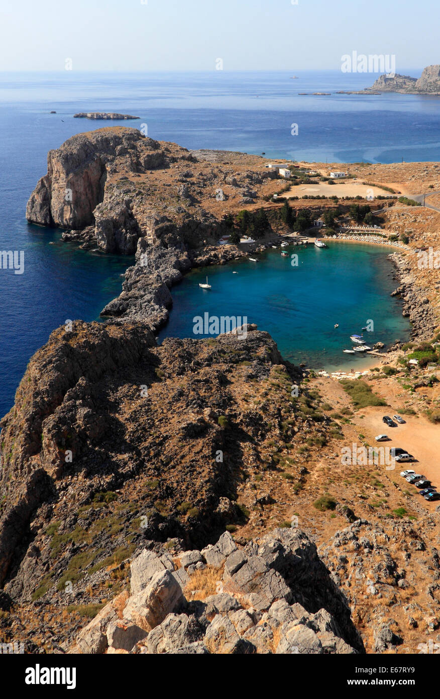 St. Pauls Bay, Lindos Stockfoto