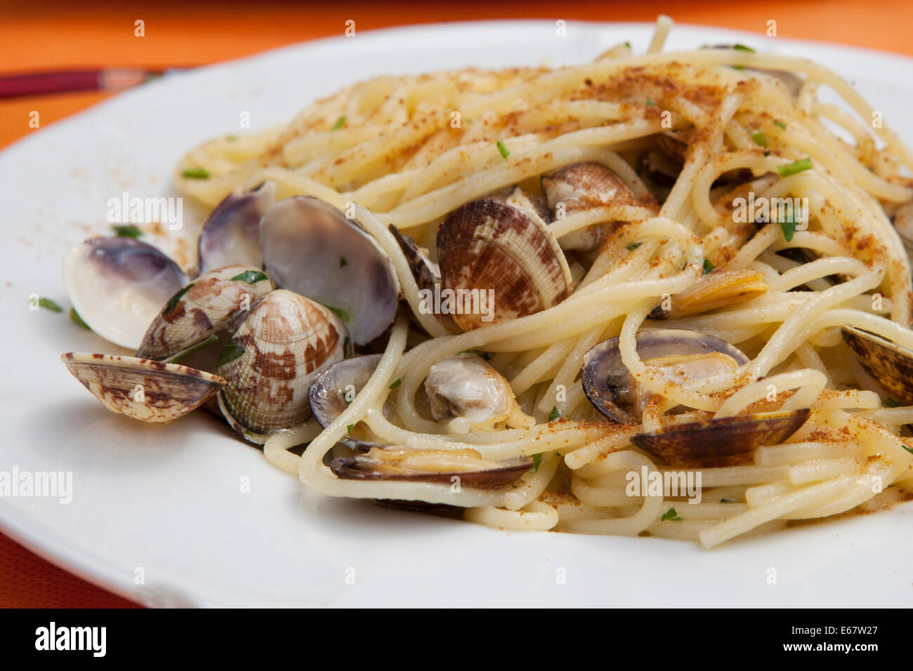 Spaghetti Vongole Stockfoto