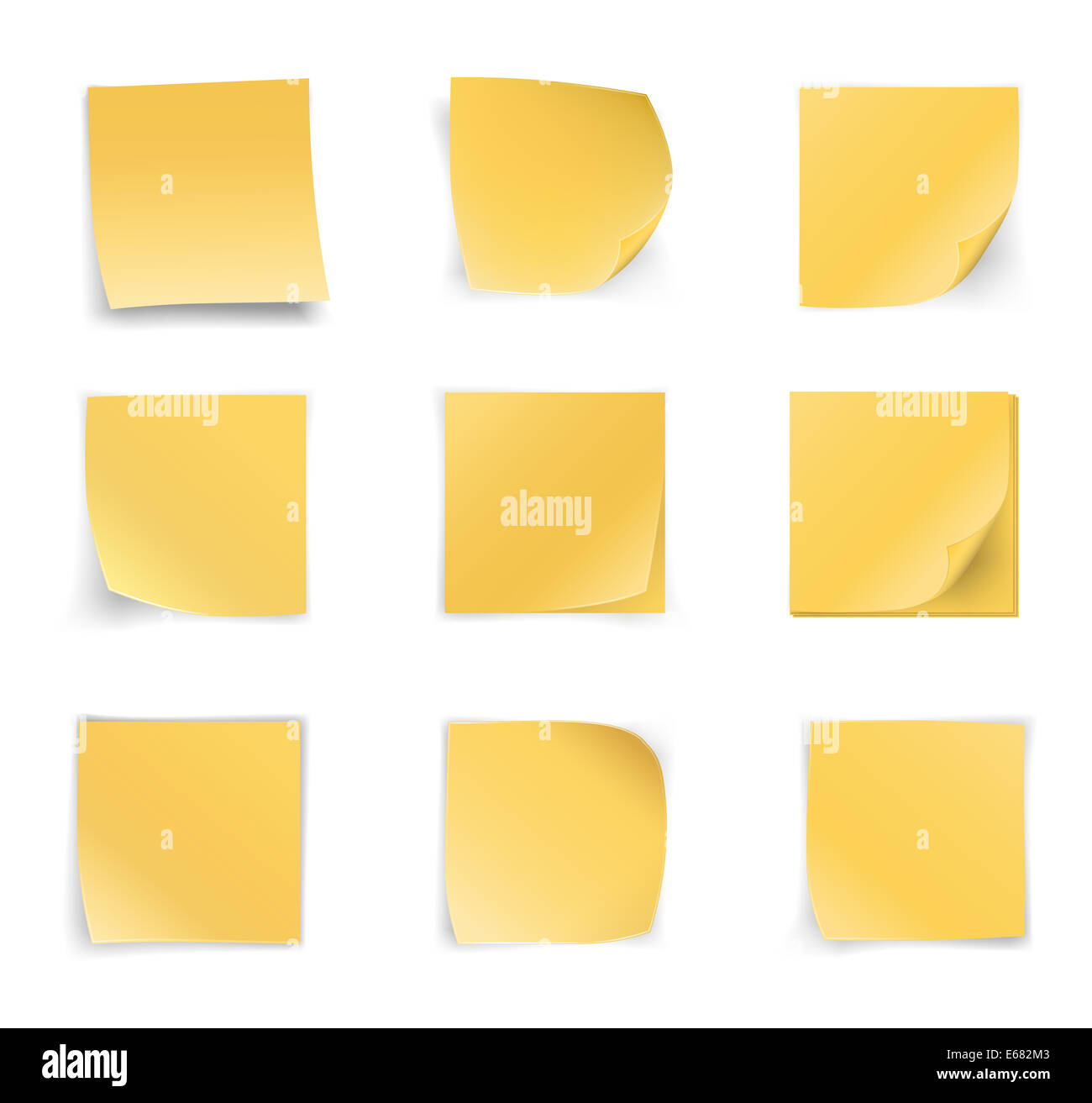 Gelbe Stick Hinweise auf weißem Hintergrund, Vektor-illustration Stockfoto