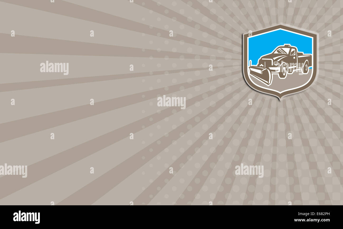 Visitenkarte zeigt Abbildung des Schnees Pflug LKW innen Schild auf isolierte Hintergrund getan im retro-Stil festgelegt. Stockfoto