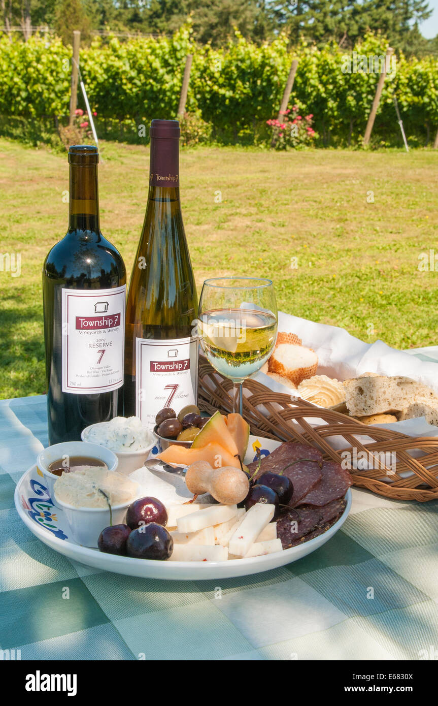 Wein und Käse-Brunch im Township 7 Weingut, Langley, British Columbia, Kanada. Stockfoto