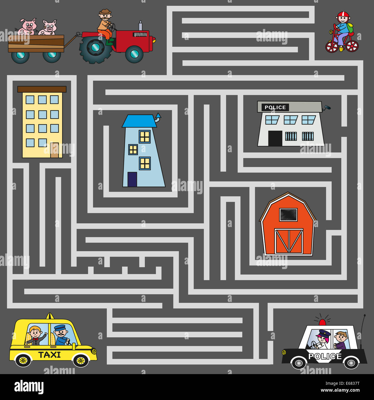 Spiel für Kinder: einfach Labyrinth Stockfoto