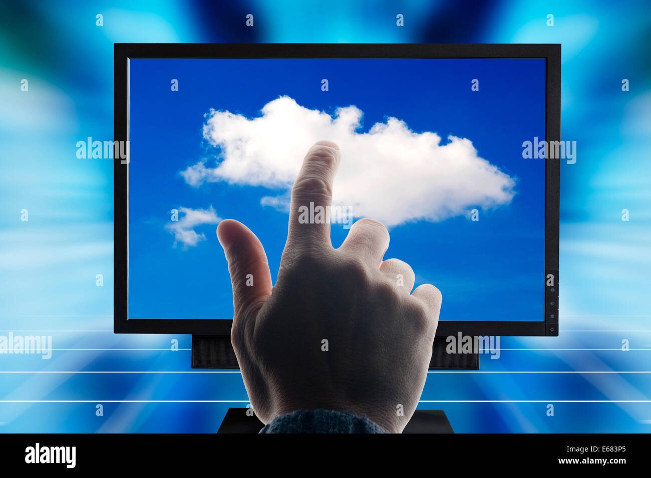 Konzept für Cloud computing und Cloud-Daten-Speicher Stockfoto