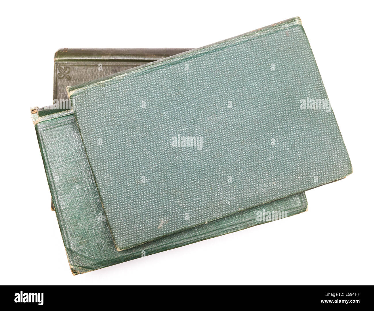 Stapel Bücher sind sehr alte Bücher isoliert auf weißem Hintergrund, rund 100 Jahre alt! Stockfoto