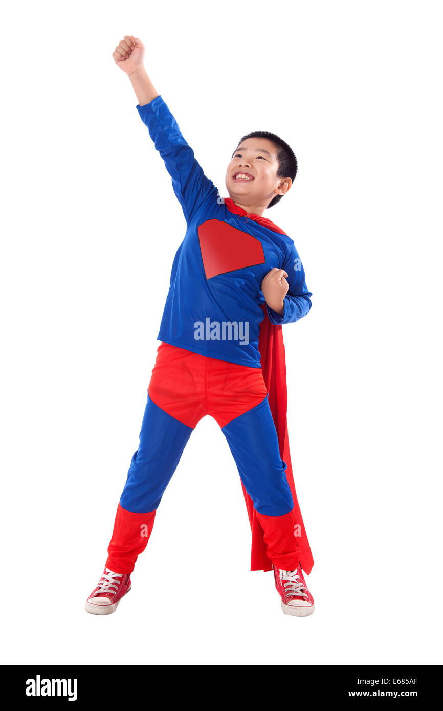 Ein Junge in Superman outfit Stockfoto