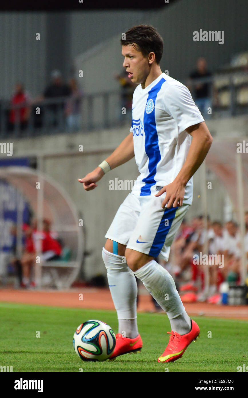 Yevgen Konoplyanka während des Spiels zwischen Metalurg und "Dnipro" am Stadion Slavutych-Arena. Stockfoto