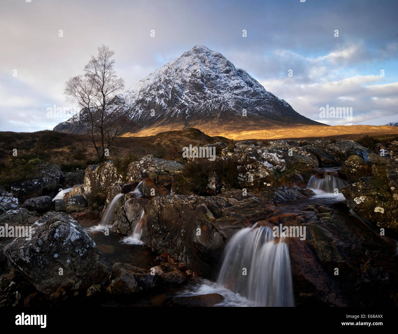 Schneebedeckte Buchaille Etive Mor Stockfoto