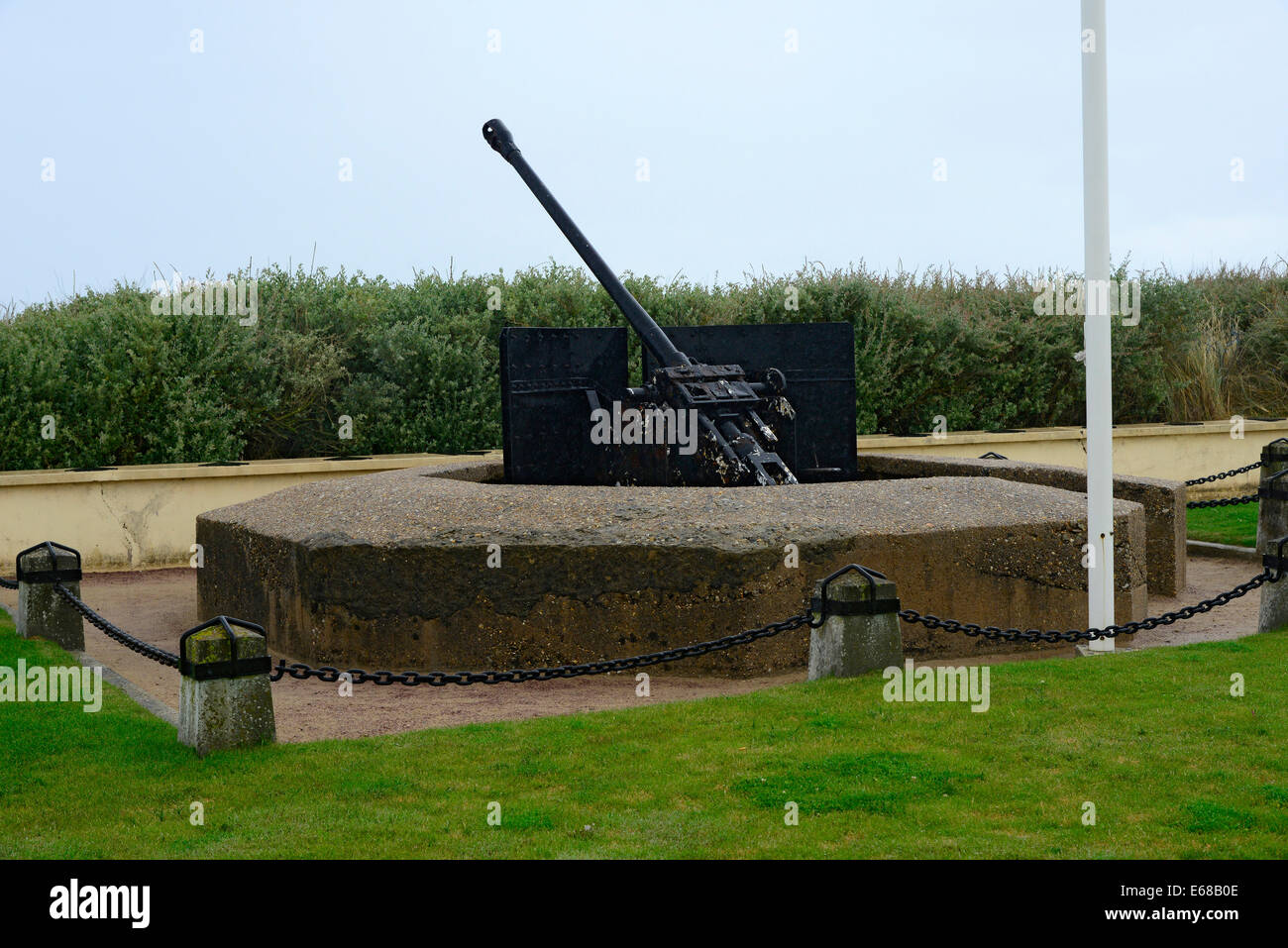 Artillerie Turm Utah Beach Normandie Frankreich WWII Europa FR Landung Schlachtfeld Stockfoto