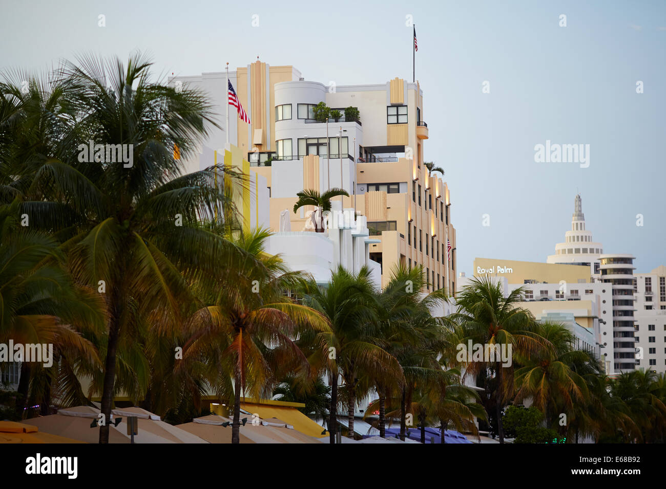 Art-Déco-Hotels und Restaurants Miami in Florida USA Stockfoto